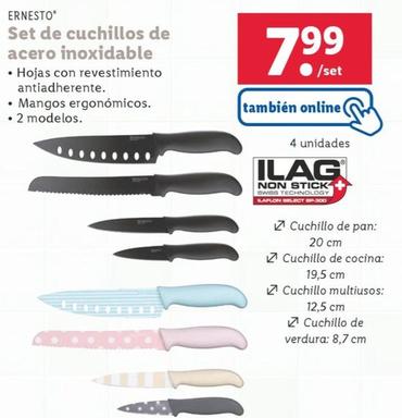 Oferta de Set da cuchillos de acero inoxidable por 7,99€ en Lidl