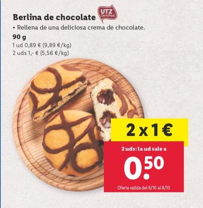 Oferta de Berlina de chocolate por 0,5€ en Lidl