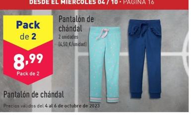 Oferta de Pantalon de chandal por 8,99€ en ALDI