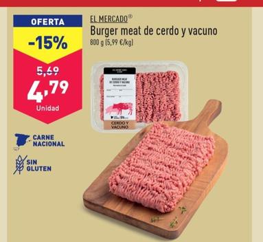 Oferta de El mercado burger meat de cerdo y vacuno por 4,79€ en ALDI