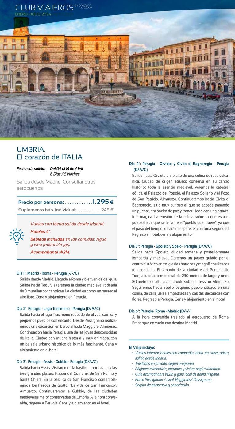 Oferta de Lub Viajeros By W2m Enero-julio 2024 A Umbria por 1295€ en Viajes Eroski