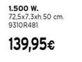 Oferta de Emisor Termico Seco Serie Xh 1500w por 139,95€ en Cadena88