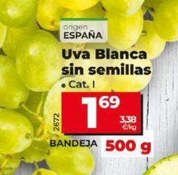 Oferta de Uva blanca sin semillas por 1,69€ en Dia