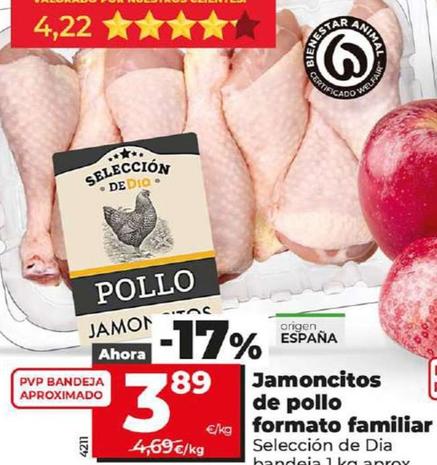 Oferta de Jamoncitos de pollo formato familiar por 3,89€ en Dia