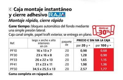 Oferta de Raja - Caja Montaje Instantáneo Y Cierre Adhesivo por 0,68€ en RAJA