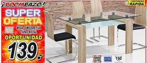 Oferta de Mesa Comedor Fija Tapa Cristal por 139€ en Muebles Boom