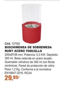 Oferta de Biochimenea De Sobremesa Ruby Acero Torcello por 29,95€ en Ferrcash