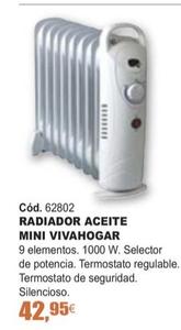 Oferta de Vivahogar - Radiador Aceite Mini por 42,95€ en Ferrcash