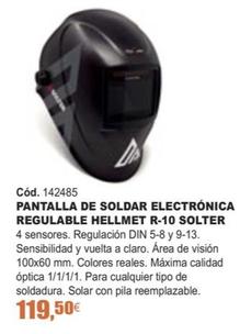 Oferta de Pantalla De Soldar Electrónica Regulable Hellmet R-10 por 119,5€ en Ferrcash