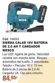SIERRA CALAR 18V BATERIA DE 2,0 AH C/CARGADOR (WESCO)
