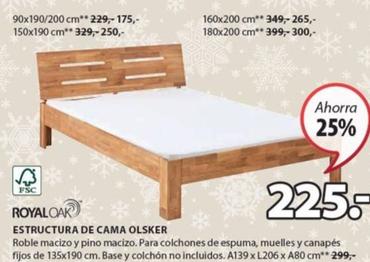 Estructura de cama OLSKER 90x190 roble