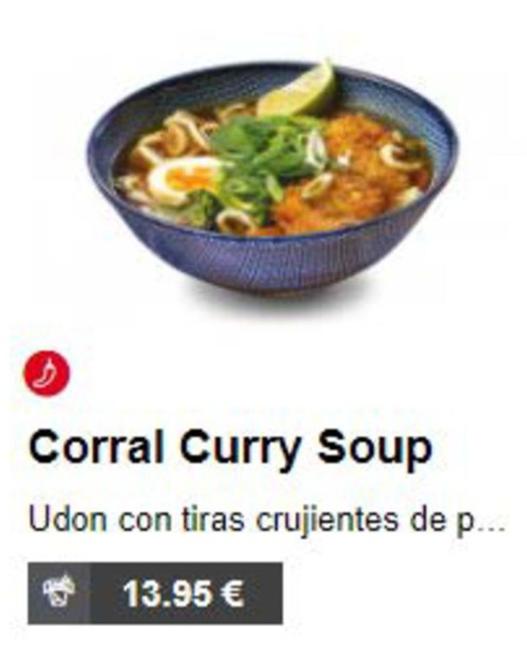 Oferta de Corral Curry Soup por 13,95€ en UDON
