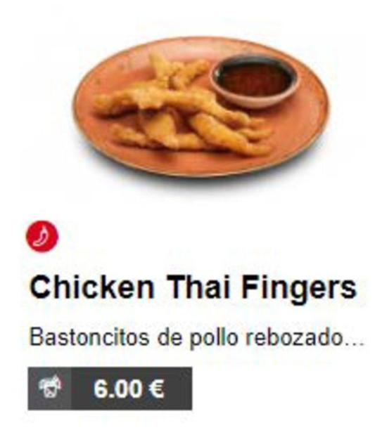 Oferta de Chicken Thai Fingers por 6€ en UDON