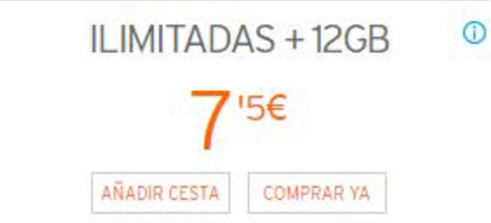 Oferta de Ilimitadas + 12gb por 7,5€ en Simyo