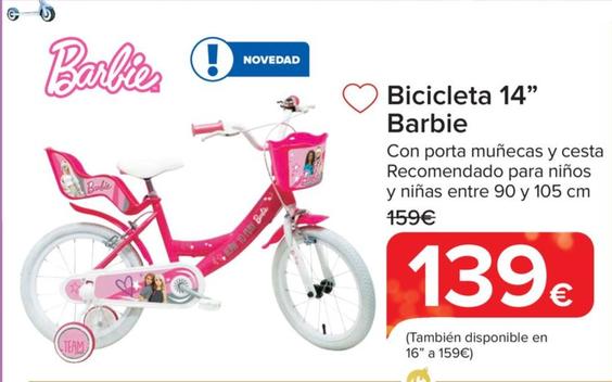 Oferta de Bicicleta 14 Barbie por 139€ en Carrefour