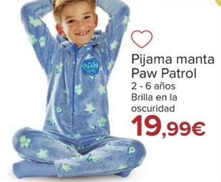 Oferta de Pijama Manta Paw Patrol por 19,99€ en Carrefour
