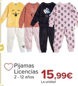 Oferta de Pijamas Licencias por 15,99€ en Carrefour