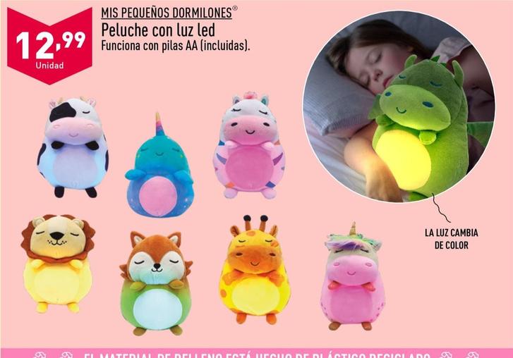 Oferta de Mis Pequeños Dormilones® Peluche Con Luz Led por 12,99€ en ALDI