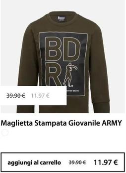 Oferta de Maglietta Stampata Giovanile Army por 11,97€ en Boxeur des Rues