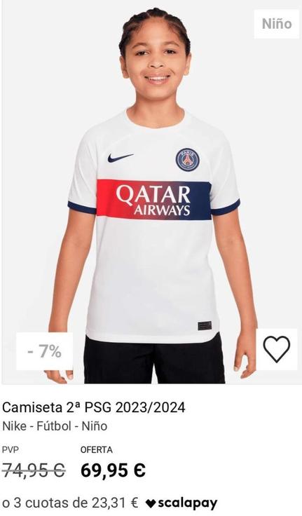 Oferta de Camiseta 2ª Psg 2023/2024 por 69,95€ en Fútbol Factory