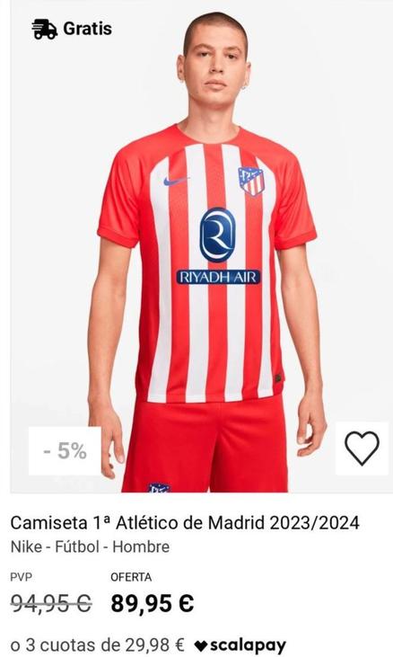 Oferta de Camiseta 1a Atlético De Madrid 2023/2024 por 89,95€ en Fútbol Factory
