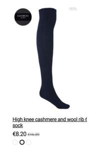 Oferta de High Knee Cashmere And Wool Rib 6x2 Sock por 8,2€ en Punto Blanco