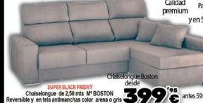 Oferta de Chaiselongue De 2,50 Mts M° Boston Reversible Y En Tela Antimanchas Color Arena O Gris por 399,95€ en Konfortard