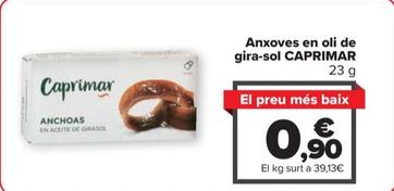 Oferta de Anxoves en oli de gira-sol por 0,9€ en Carrefour Market