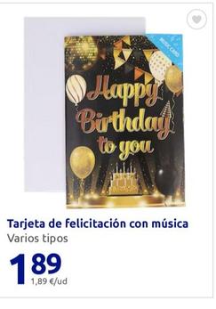 Oferta de Tarjeta De Felicitación Con Música por 1,89€ en Action