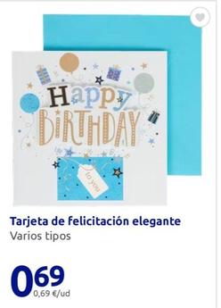 Oferta de Tarjeta De Felicitación Elegante por 0,69€ en Action