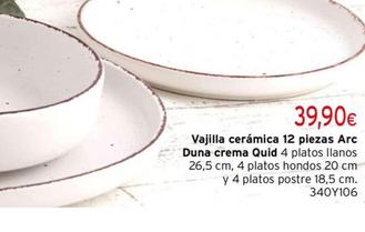 Oferta de Vajilla Ceramica 12 Piezas Arc Duna Crema por 39,9€ en Cadena88