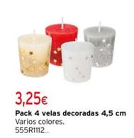 Oferta de Pack 4 Velas Decoradas 4,5 Cm por 3,25€ en Cadena88