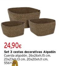 Set 3 cestas decorativas cuerda algodón