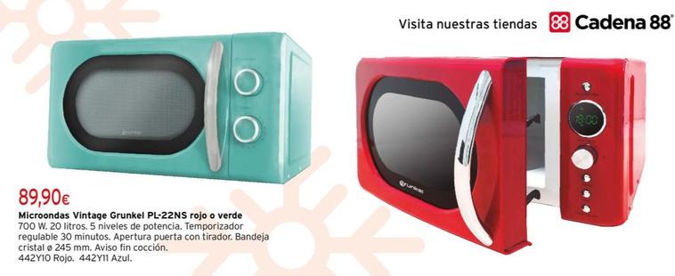 Oferta de Microondas Vintage Pl-22ns Rojo O Verde por 89,9€ en Cadena88