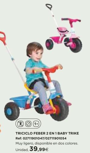 Oferta de Triciclo Feber 2 En 1 Baby Trike por 39,99€ en El Corte Inglés