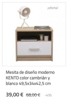 Oferta de Mesita De Diseño Moderno Kento Color Cambrián Y Blanco por 39€ en Kiona