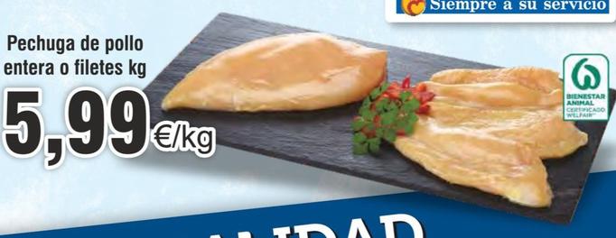 Oferta de Pechuga De Pollo Entera O Filetes por 5,99€ en Froiz