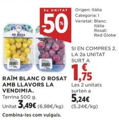 Oferta de Raïm Blanc O Rosat Amb Llavors La Vendimia por 3,49€ en Supercor Exprés