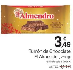 Oferta de Turron De Chocolate por 3,49€ en Supermercados El Jamón