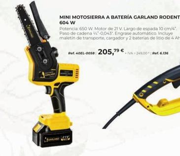 Garland Motosierra Eléctrica De Batería RODENT 604W -V21