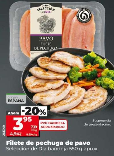 Oferta de Filete De Pechuga De Pavo por 3,95€ en Dia