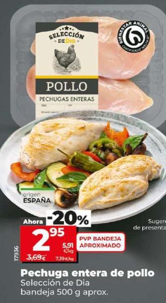 Oferta de Pechuga Entera De Pollo por 2,95€ en Dia
