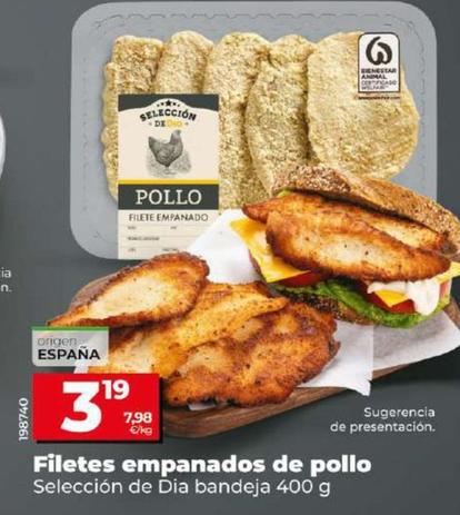 Oferta de Filetes Empanados De Pollo por 3,19€ en Dia