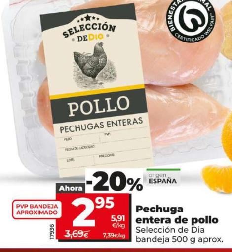 Oferta de Pechuga Entera De Pollo por 2,95€ en Dia