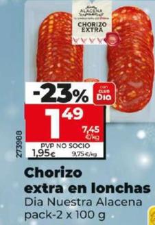Oferta de Chorizo Extra En Lonchas por 1,49€ en Dia