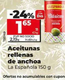 Oferta de Aceitunas Rellenas De Anchoa por 1,65€ en Dia
