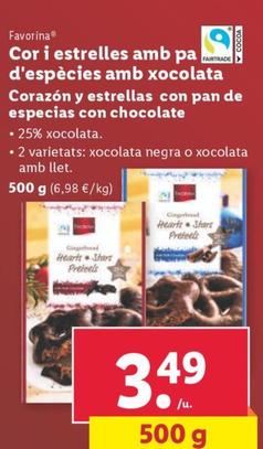 Oferta de Corazon Y Estrellas Con Pan De Especias Con Chocolate por 3,49€ en Lidl
