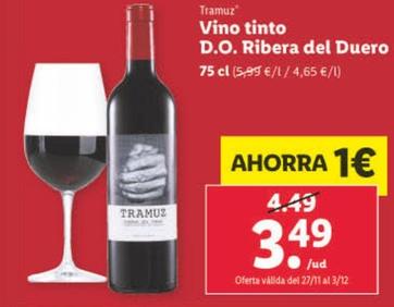 Oferta de Tramuz - Vino Tinto D.o. Ribera Del Duero por 3,49€ en Lidl