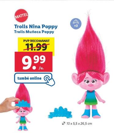 Oferta de Trolls Muneca Poppy por 9,99€ en Lidl