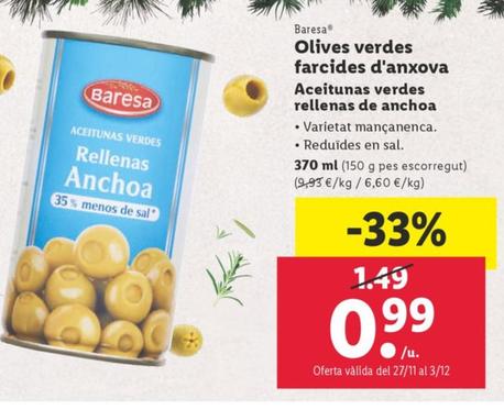 Oferta de Aceitunas Verdes Rellenas De Anchoa por 0,99€ en Lidl